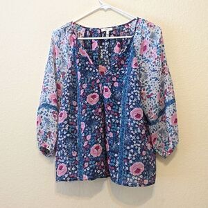 Joie Silk Sheer  Floral Boho Blouse size small